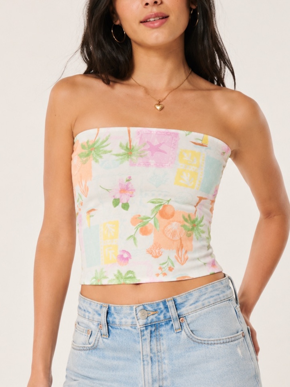 Hollister Reversible Summer Floral & Yellow Tube Top Large